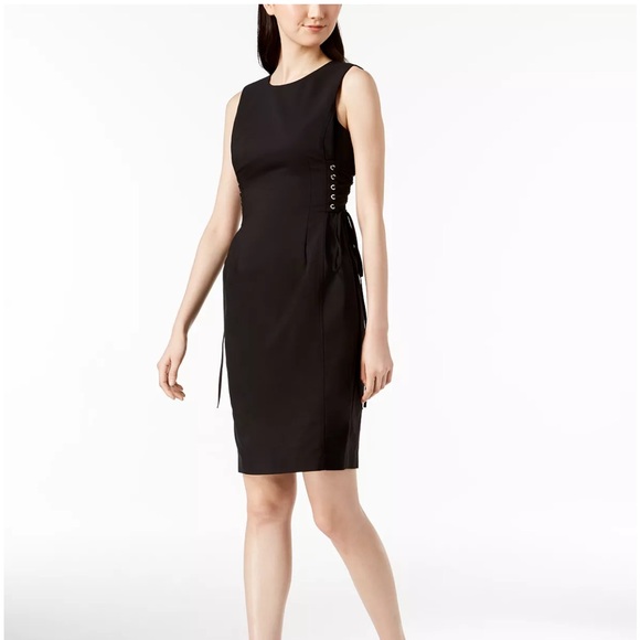 Calvin Klein | Dresses | Calvin Klein Black Lace Up Corset Sheath Dress |  Poshmark